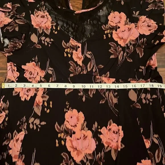 Torrid Black Pink Roses Floral Lace Detailing In Front Dress Contemporary - Picture 7 of 11